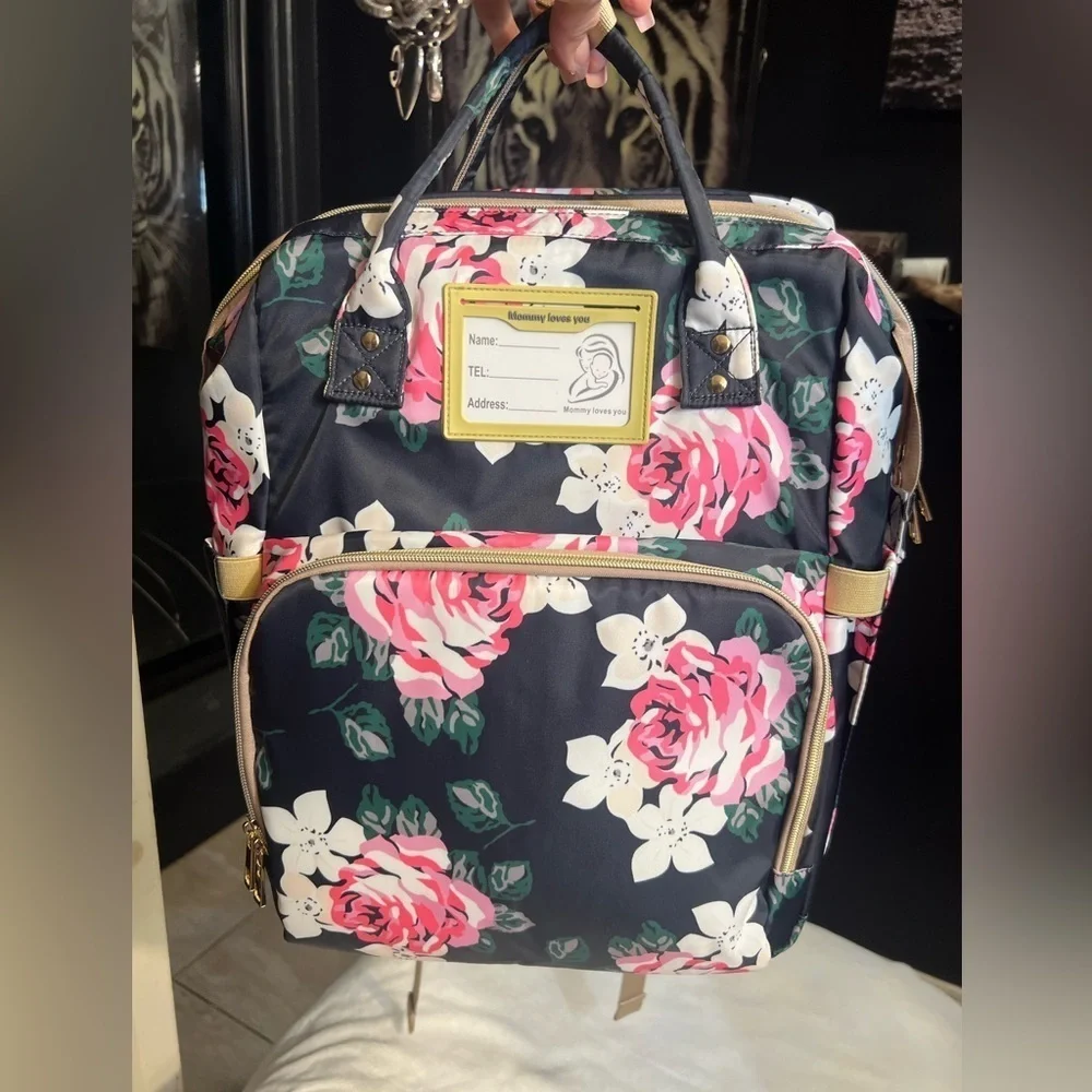 Diaper Bag Large Capacity Bags Floral Durable with Changing Station for Baby-NWT